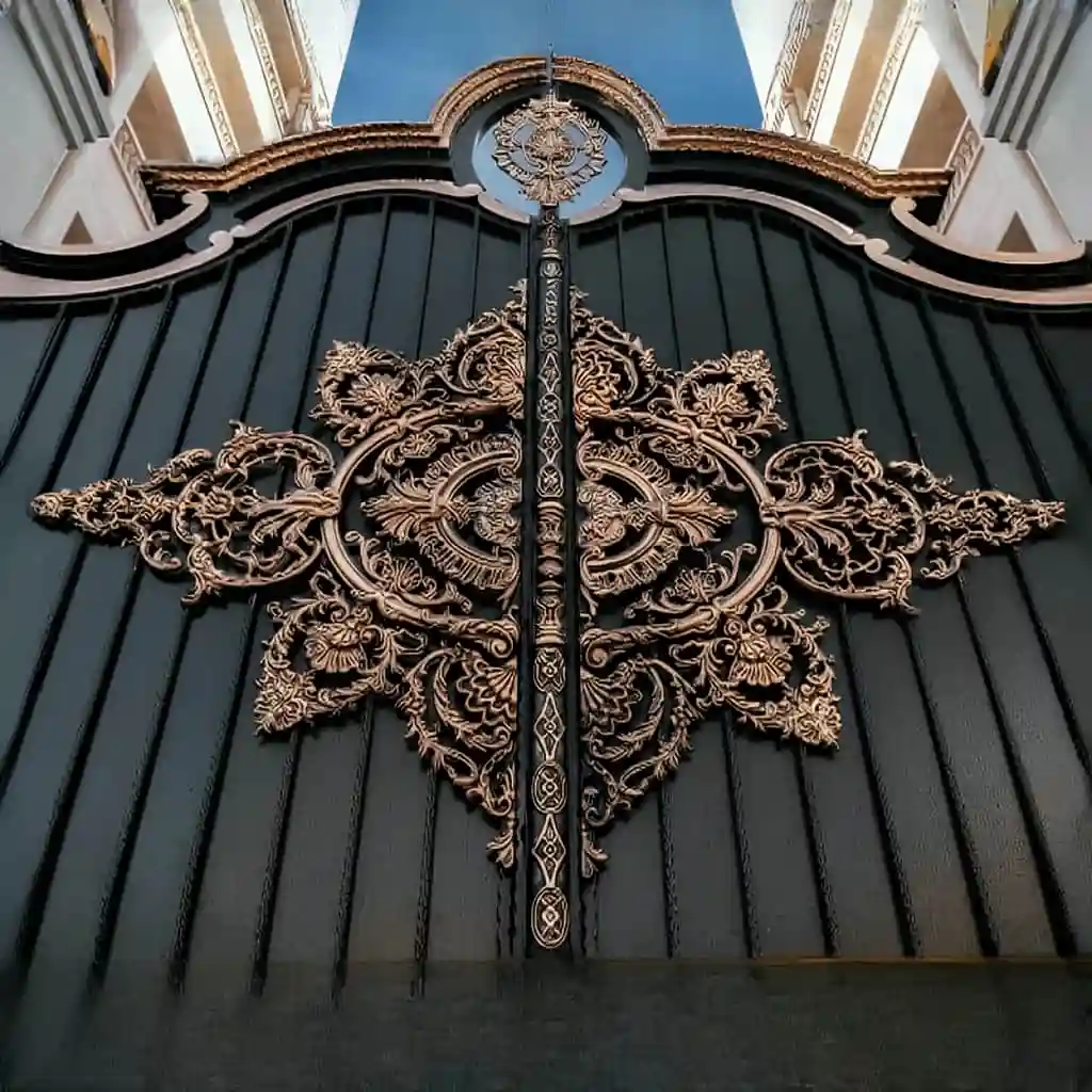 درب گل آرا با تاج گل دار