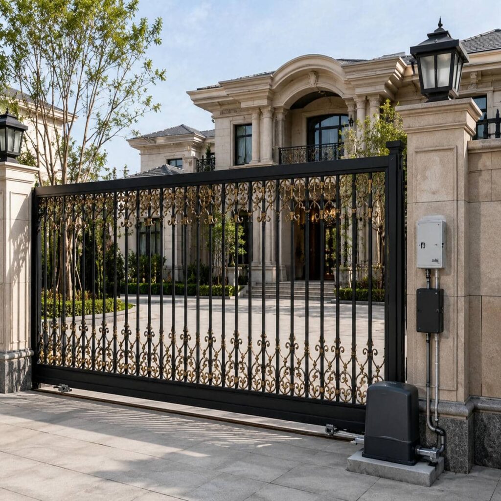 درب اتوماتیک ریلی حیاط مدل زمینی مشبک