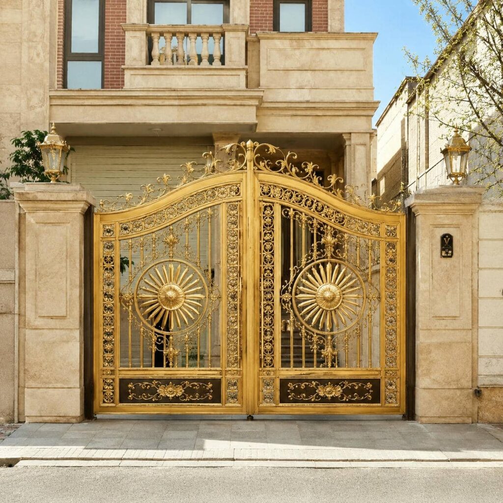 9 نمونه درب حیاط مشکی طلایی