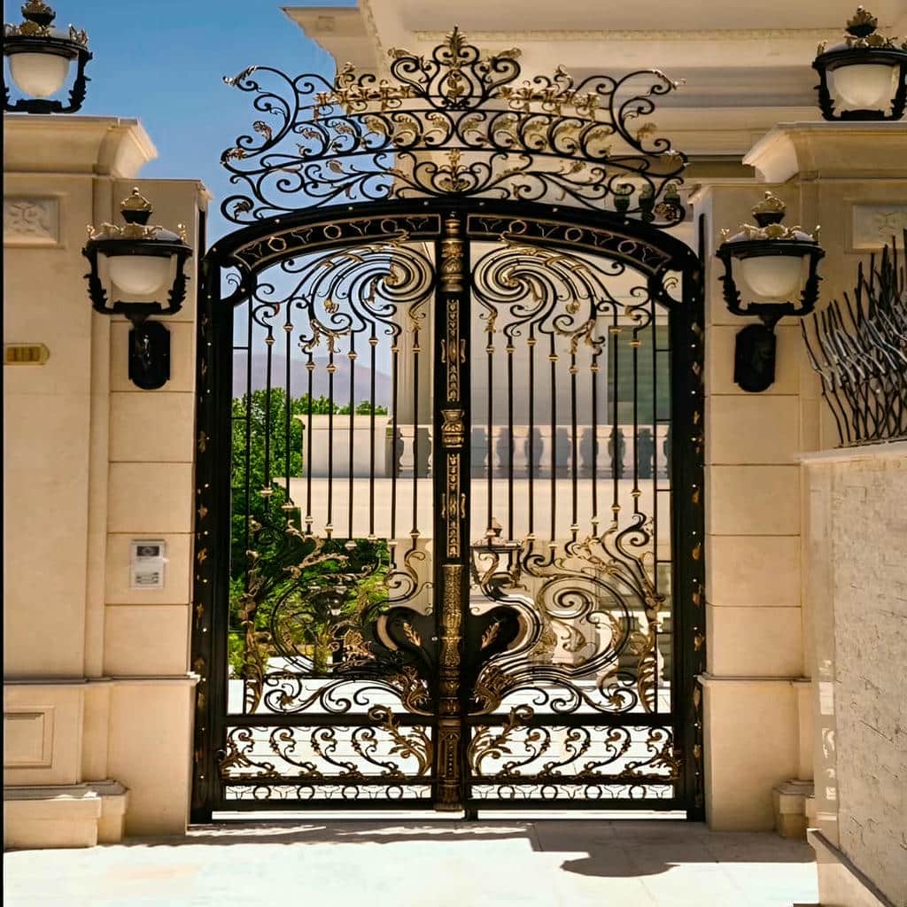 خرید درب پارکینگ فرفورژه نمای رومی با ساختار مهندسی