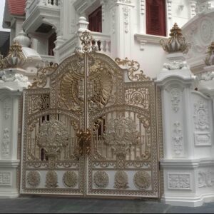 14 طرح درب پارکینگ فرفورژه نمای رومی