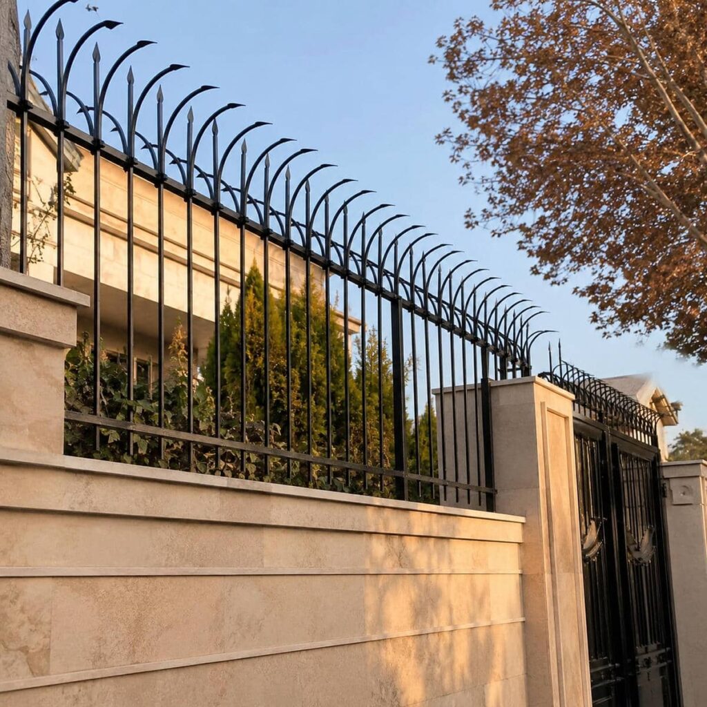 حفاظ دیوار ویلا نمای سنگی با کلاف مقاوم
