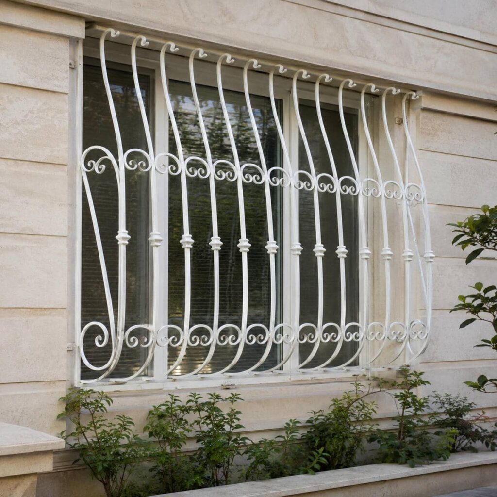 فروش حفاظ پنجره جای گلدان دار رنگ کوره ای