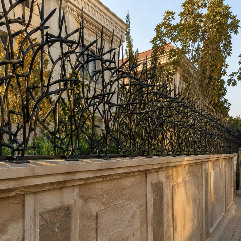 حفاظ دیوار حیاط کنار نمای ساختمان