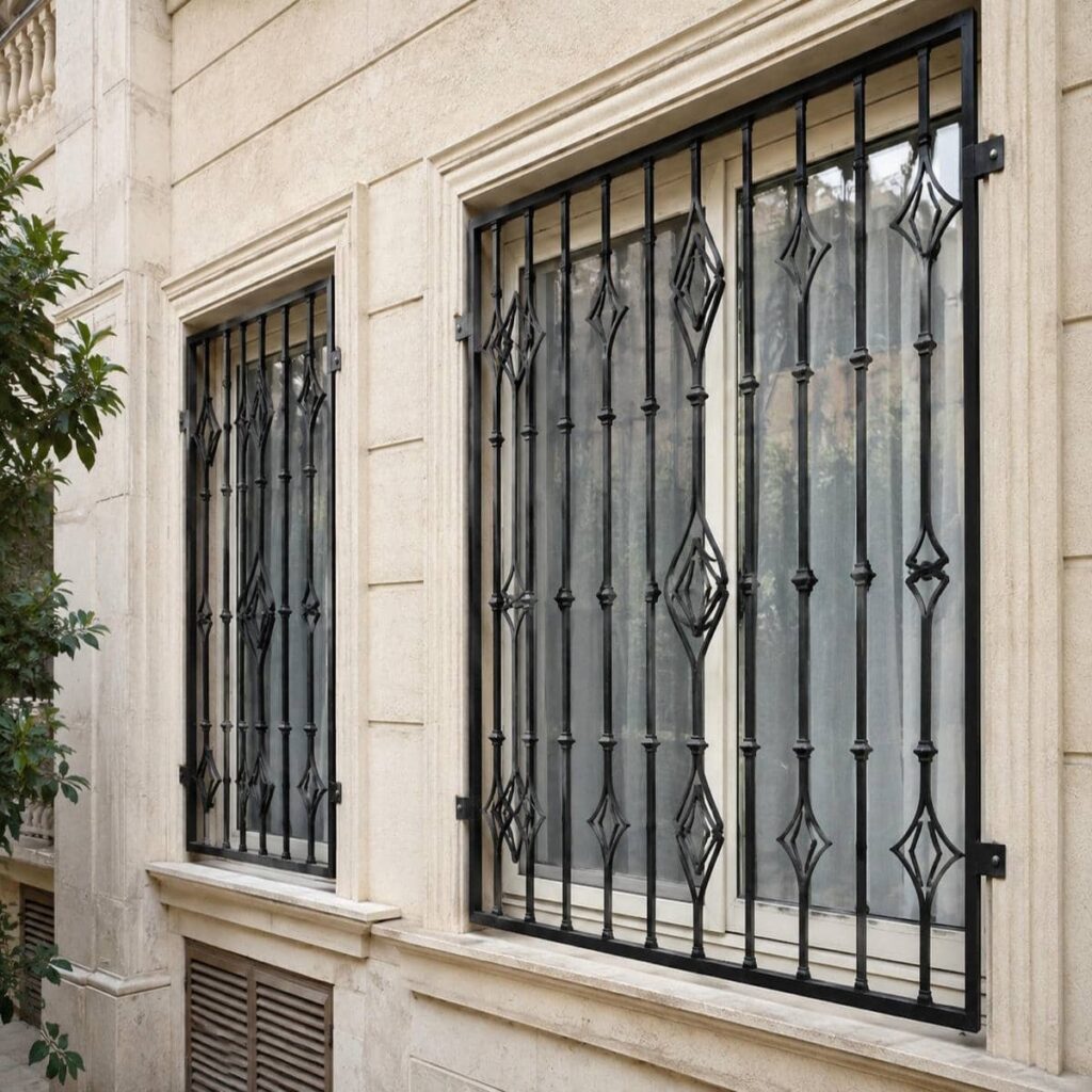 نرده پنجره آهنی ساده