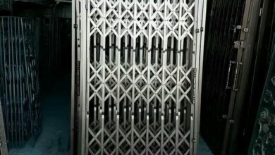 حفاظ درب آکاردئونی خاکستری برای آپارتمان استان خراسان شمالی